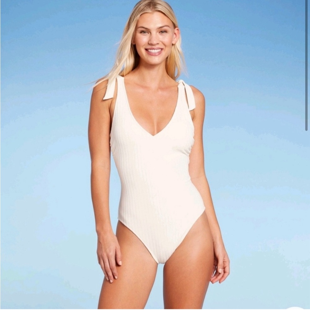 White Ribbed one piece Swimsuit - Shade and Shore from Target - New without tags